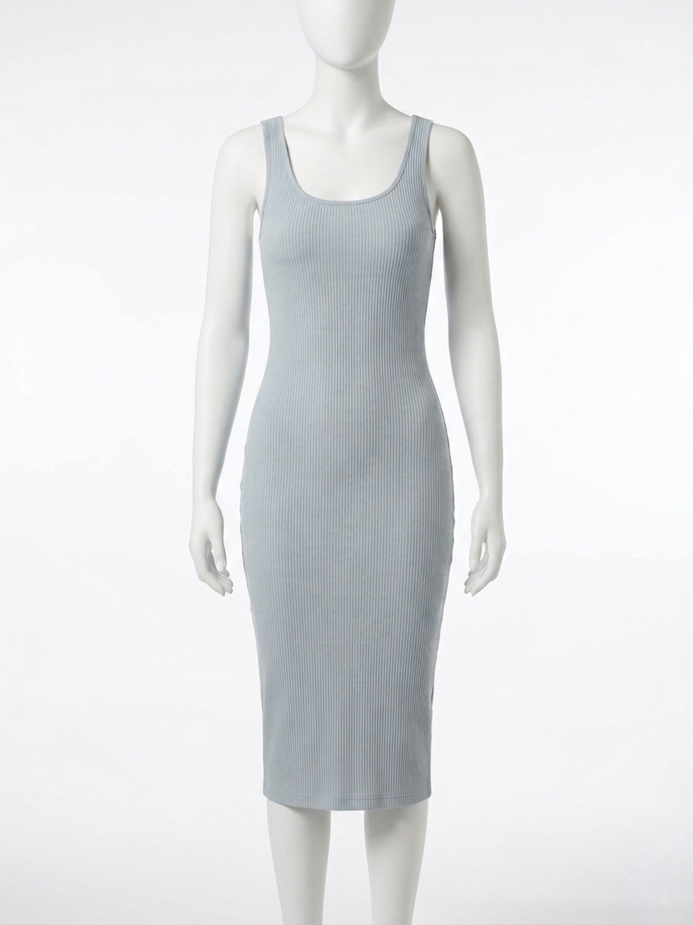 Wilfred Aritzia Murdock Dress - Blue Ribbed Midi Tank Dress - Size Small